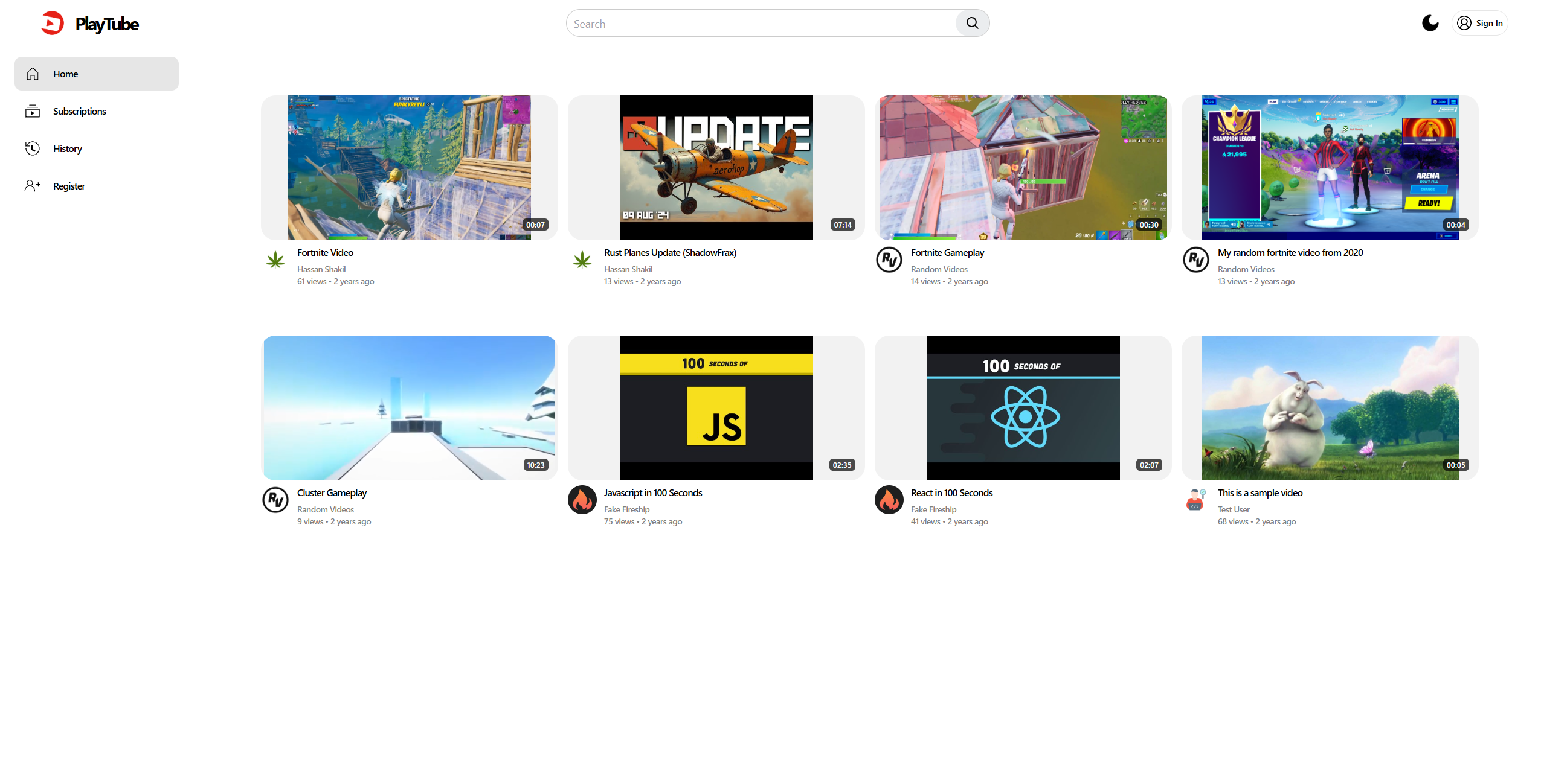 PlayTube MERN video platform by Hassan Shakil